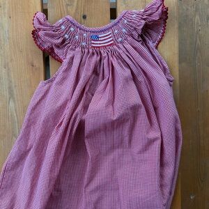 Silly goose smocked dress plaid 4T